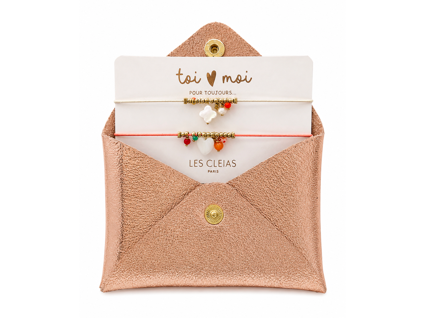 Achat Pochette en cuir et 2 bracelets Mère/Fille - Fête des mères