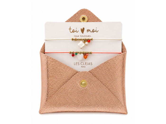 Achat Pochette en cuir et 2 bracelets Mère/Fille - Fête des mères