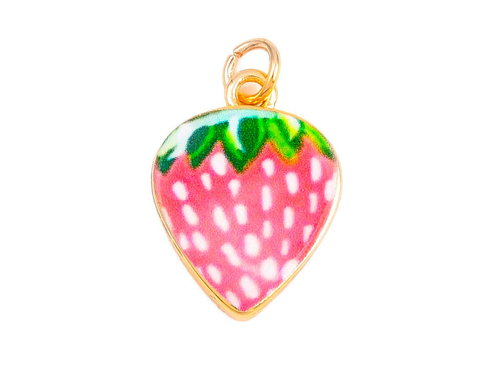Achat Breloque fraise rose doré à l'or fin