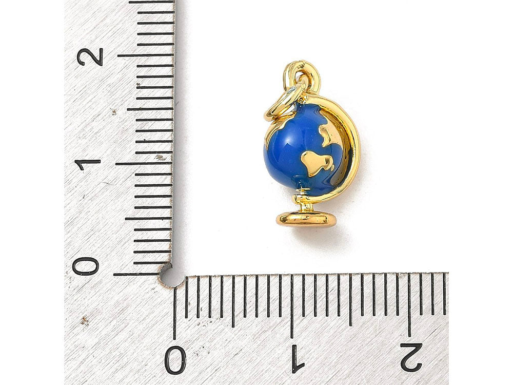 achat Breloque Globe Terrestre Émaillé Bleu et Doré à l'Or Fin 18K