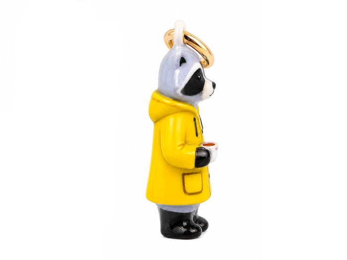 Achat Breloque Raton laveur en imperméable jaune en émail er doré à l'or fin