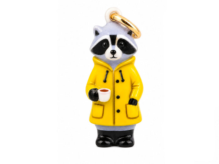 Achat Breloque Raton laveur en imperméable jaune en émail er doré à l'or fin