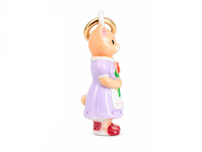 Achat Breloque Chat en robe émaillé et doré à l'or fin