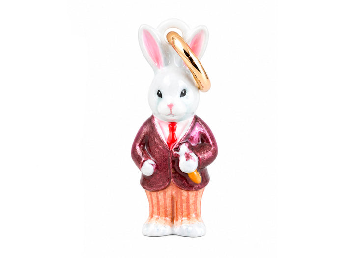 Achat Breloque lapin en costume émaillé et doré à l'or fin