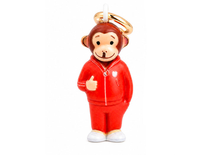 Achat Breloque Charm Singe en combinaison rouge émaillé et doré à l'or fin