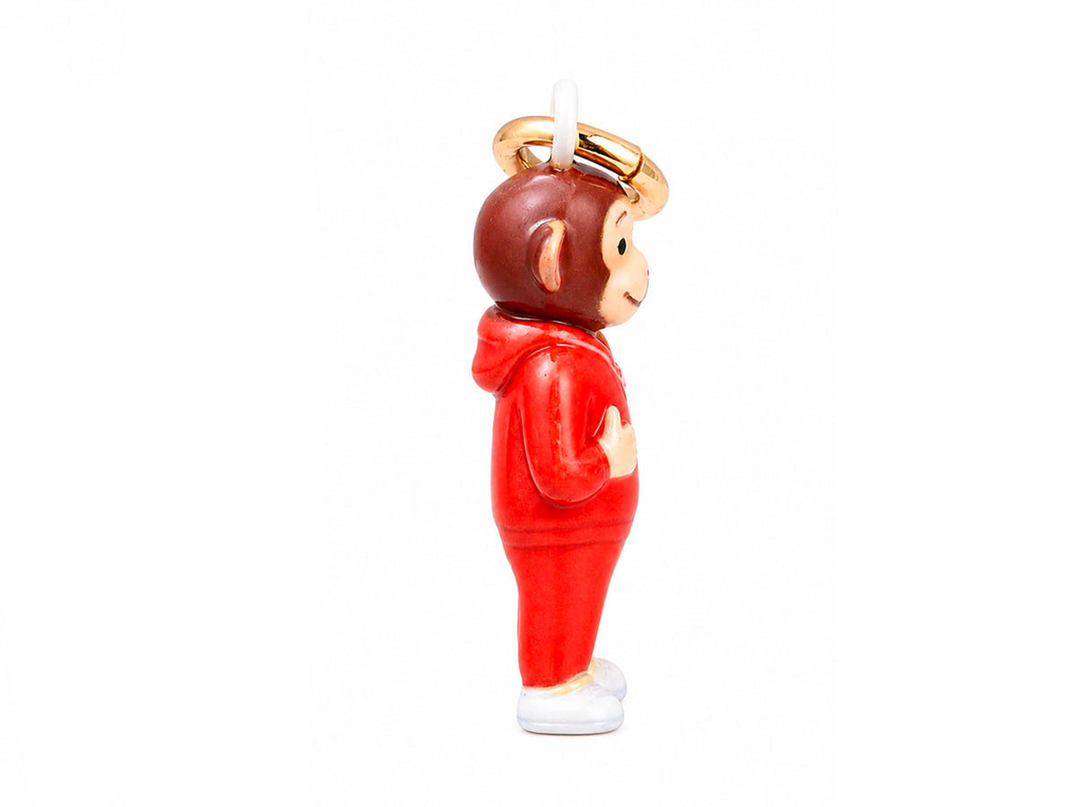 achat Breloque Charm Singe en combinaison rouge émaillé et doré à l'or fin