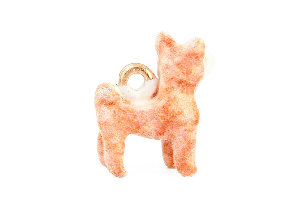 achat Breloque chien Corgi saumon et brun émail et or