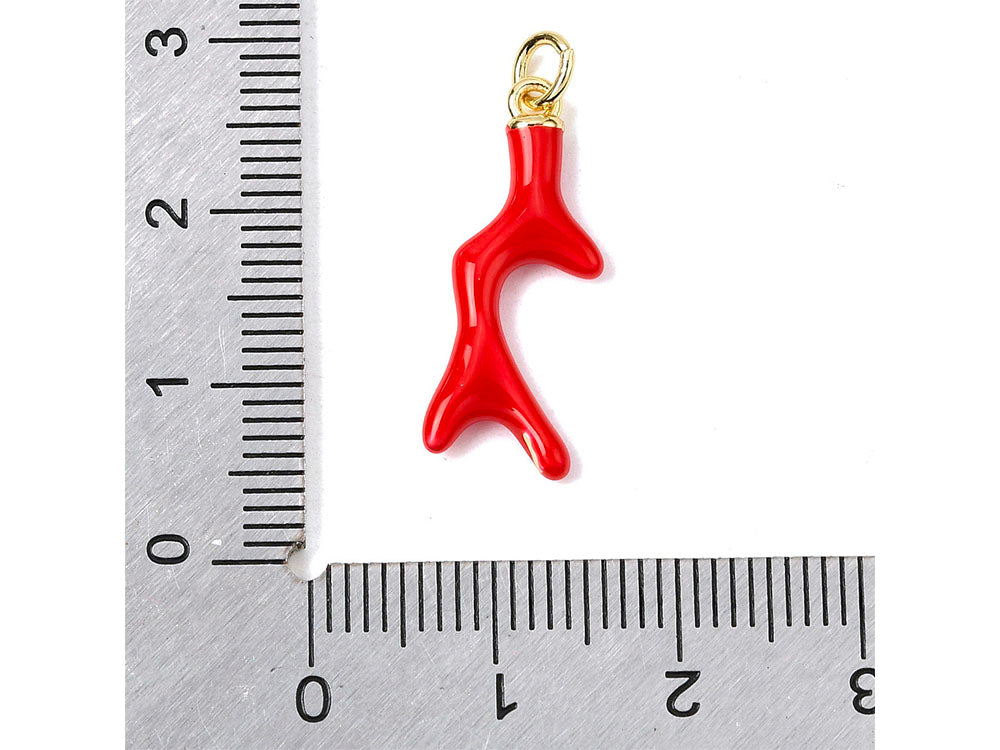 achat Breloque corail en émail rouge doré à l'or fin