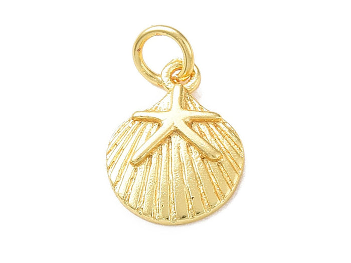 Achat Breloque coquillage avec étoile de mer doré or fin 18k