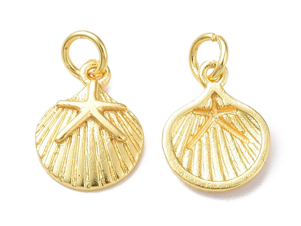 achat Breloque coquillage avec étoile de mer doré or fin 18k