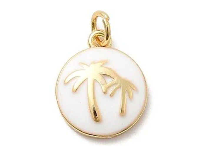 Achat Breloque Palmier émaillée or et blanc - Dorée à l'or fin 18K