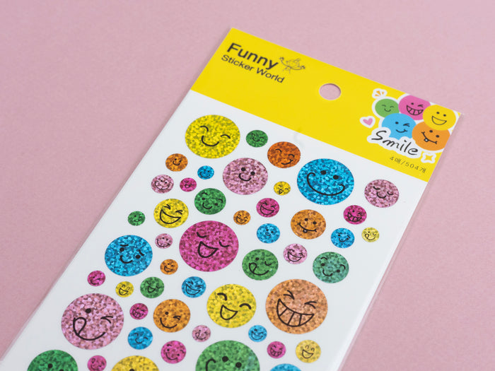 Achat 4 planches de stickers sourire holographiques