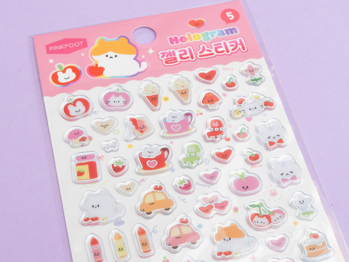 achat Mini stickers épais coréens -  pomme rouge