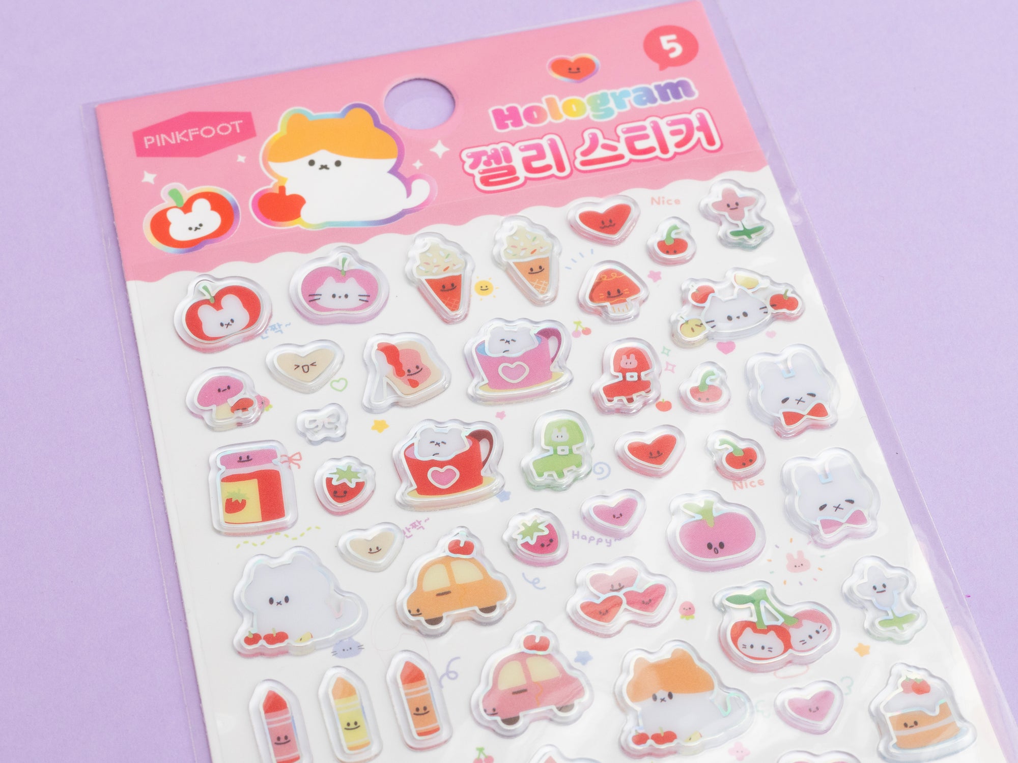 Achat Mini stickers épais coréens -  pomme rouge