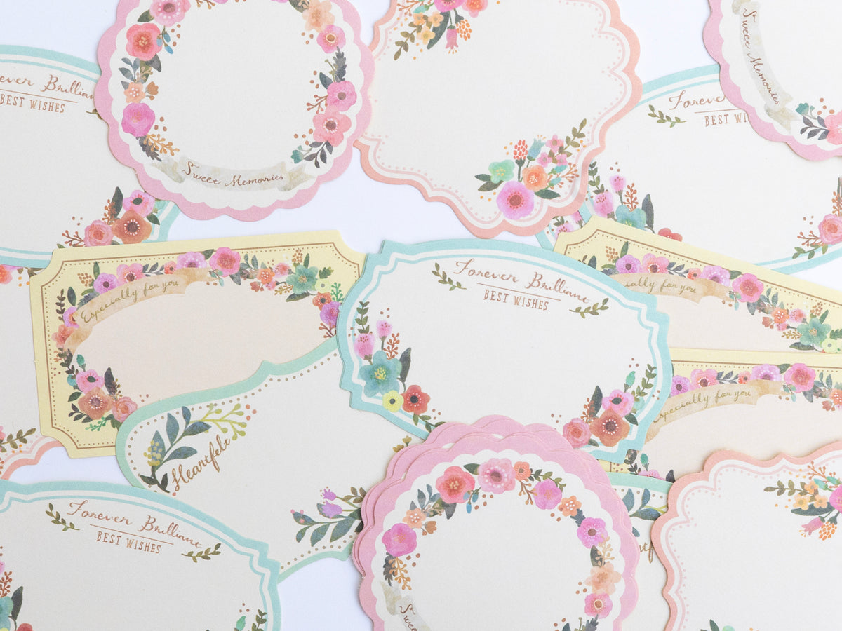 achat Stickers étiquettes en papier - Fleurs bleu-gris, lot de 30