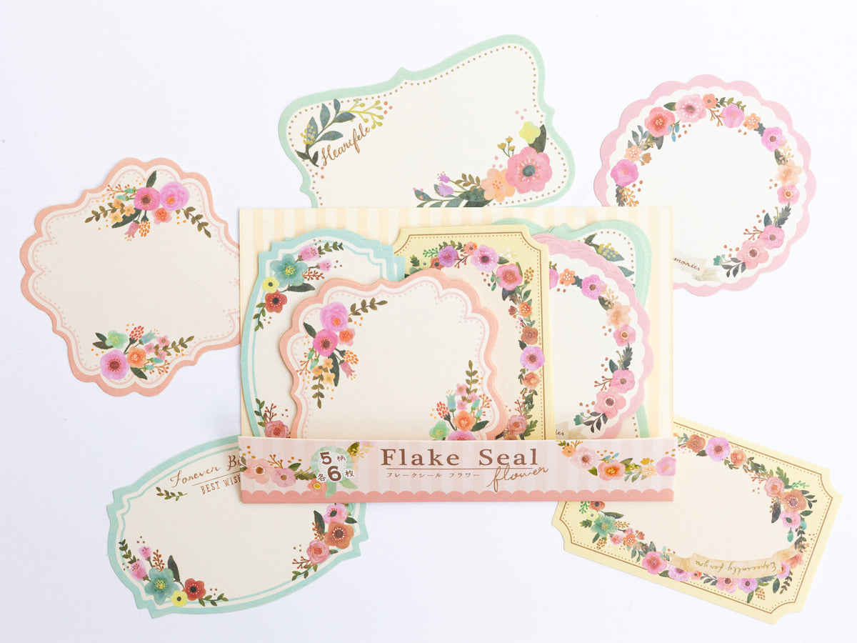 achat Stickers étiquettes en papier - Fleurs bleu-gris, lot de 30