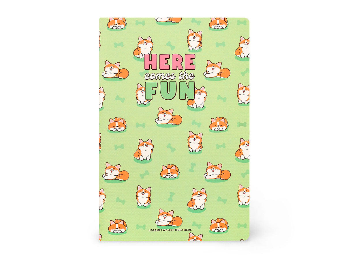 achat Cahier ligné Corgi "Here comes the fun" A5 - Legami
