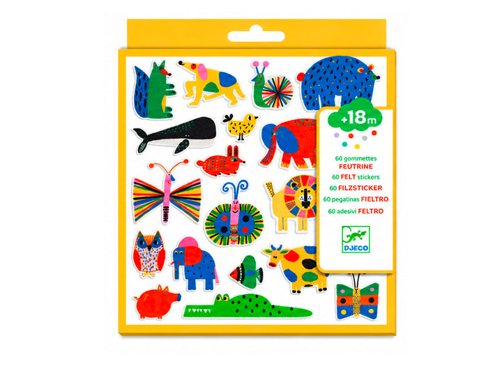 Achat Pochette de 60 gommettes en feutrine - Des animaux partout ! - Djeco