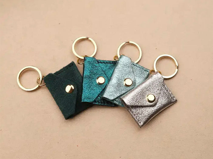 Achat Porte-clés Mini Enveloppe en cuir - Bleu acier