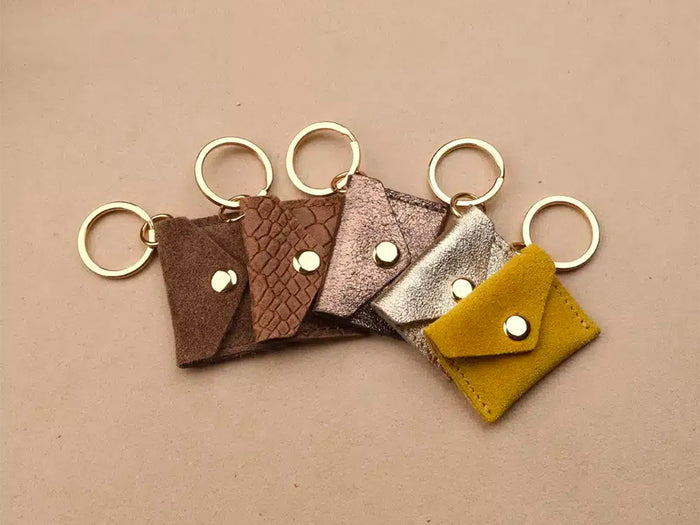 Achat Porte-clés Mini Enveloppe en cuir - Serpent camel