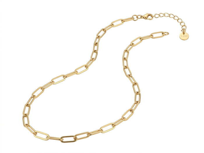 Achat Collier chaîne trombone 41,5 cm - acier inoxydable 304 doré à l’or fin