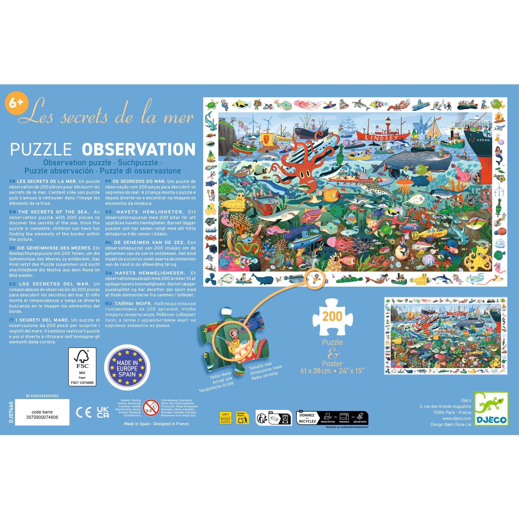 achat Puzzle Les secrets de la mer 200 pièces - Djeco
