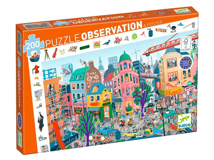 Achat Puzzle et Poster cherche et trouve La ville - 200 pièces Djeco 