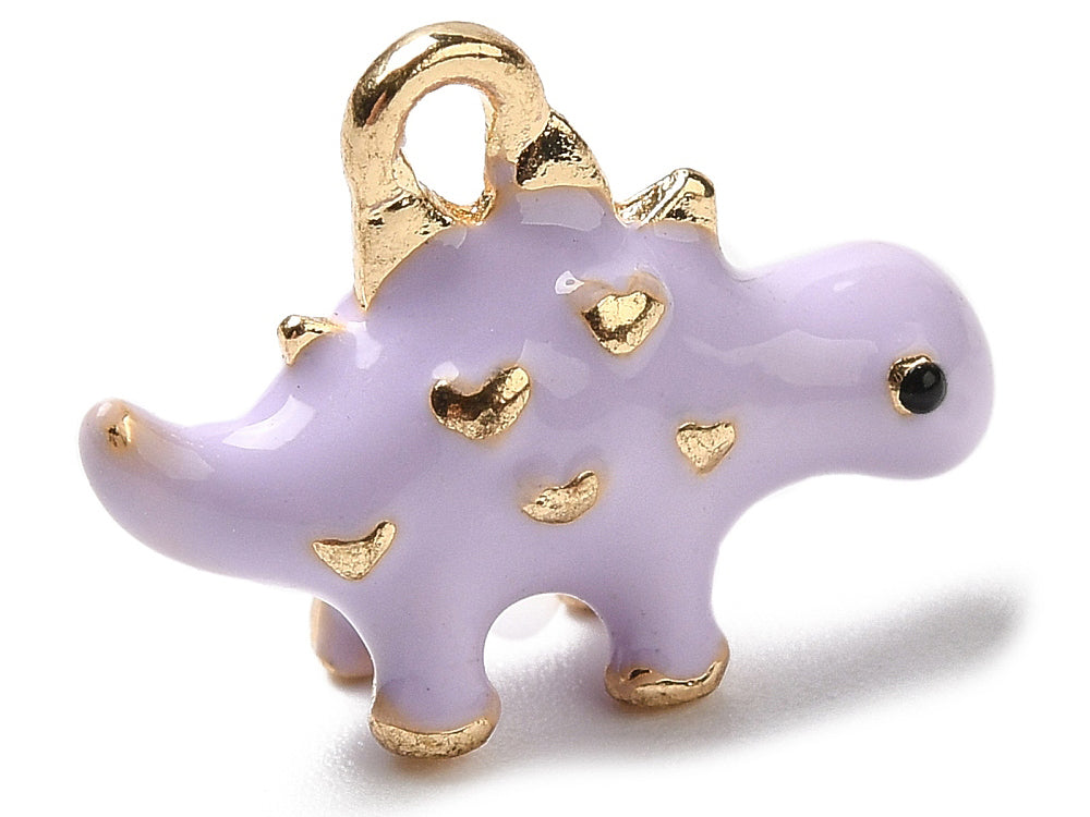 Achat Breloque dinosaure violet émaillée - doré