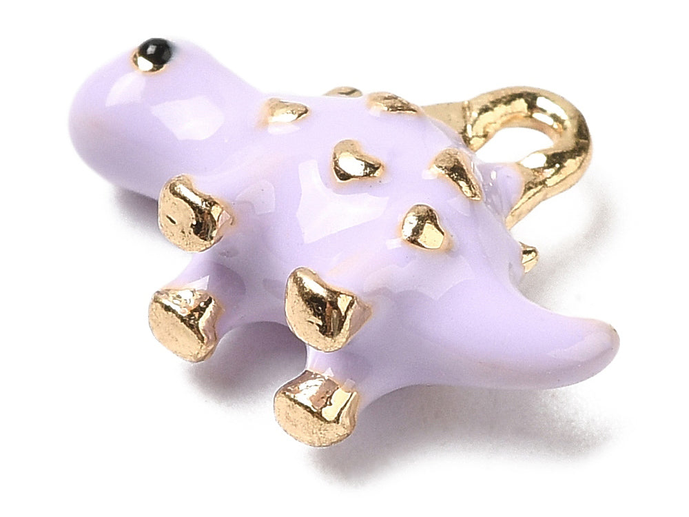 achat Breloque dinosaure violet émaillée - doré
