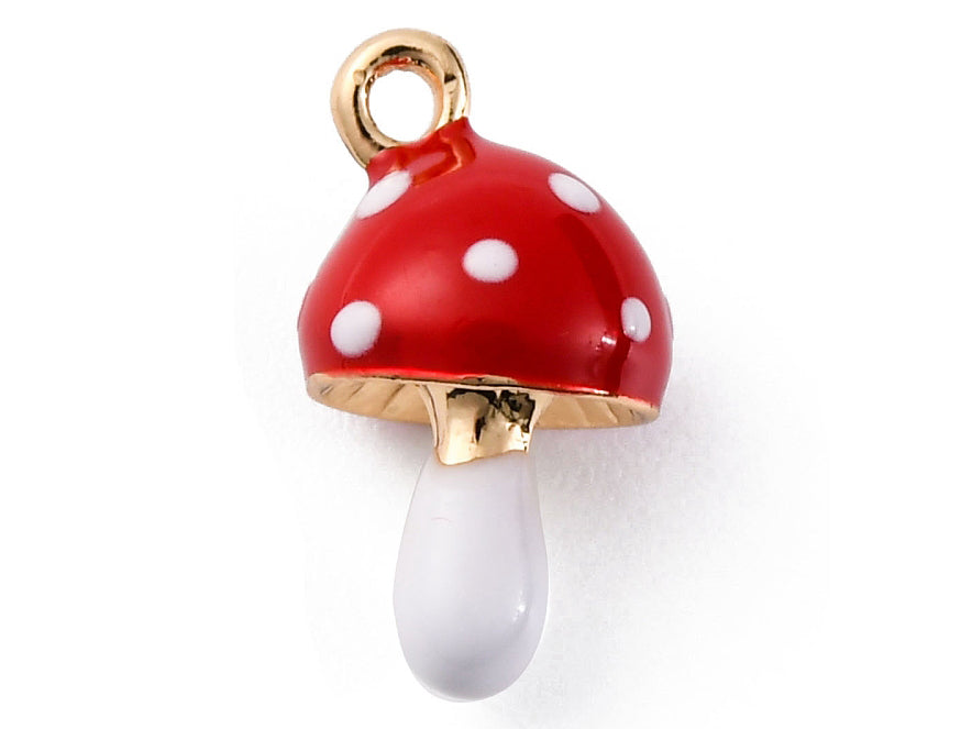 Achat Breloque champignon rouge émaillée - doré