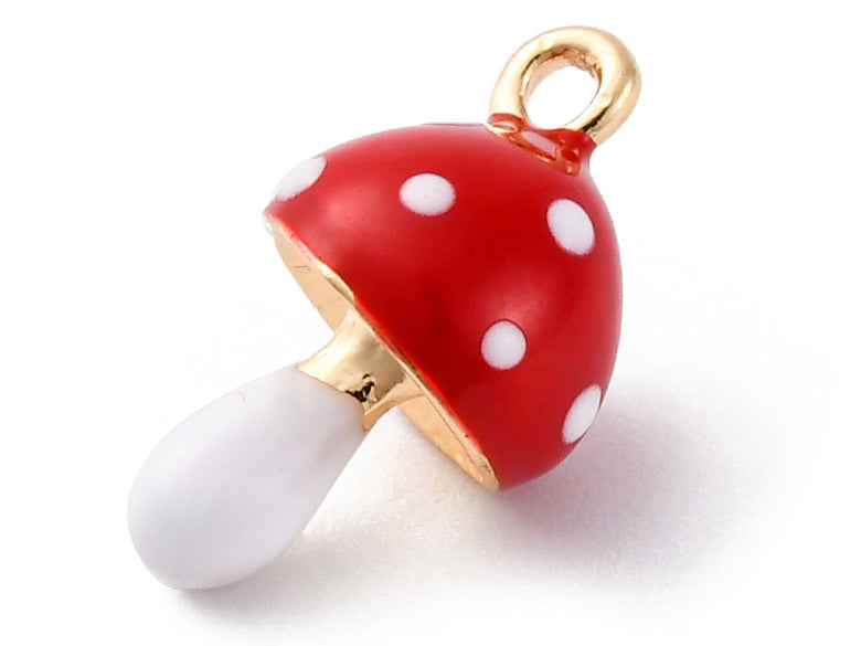 achat Breloque champignon rouge émaillée - doré
