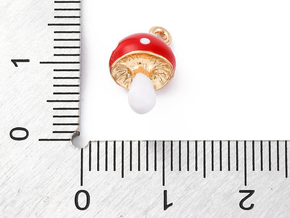 achat Breloque champignon rouge émaillée - doré