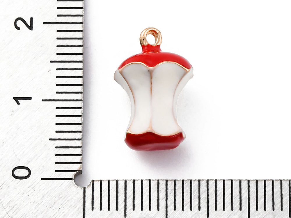 achat Breloque pomme rouge croquée émaillée - doré