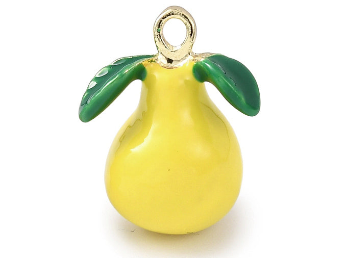 Achat Breloque poire jaune émaillée - doré