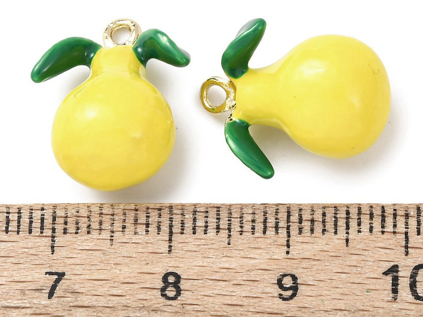 achat Breloque poire jaune émaillée - doré