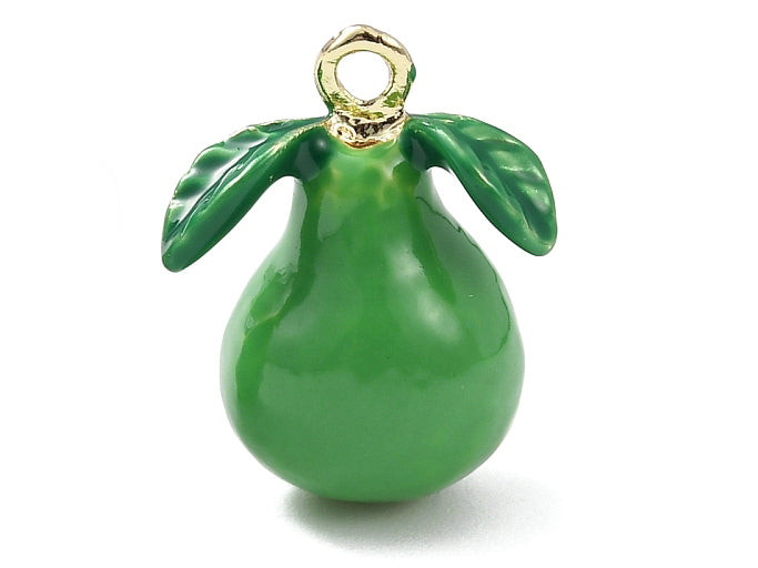 Achat Breloque poire verte émaillée - doré