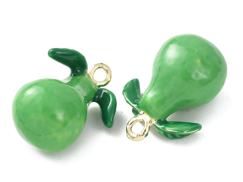 Achat Breloque poire verte émaillée - doré