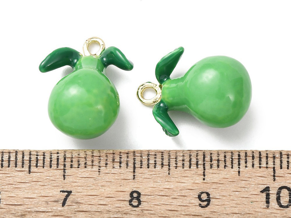 achat Breloque poire verte émaillée - doré