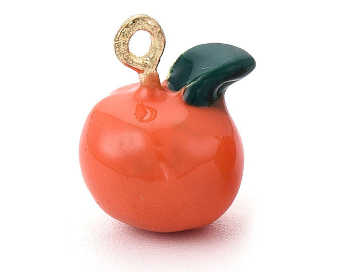 Achat Breloque orange émaillée - doré