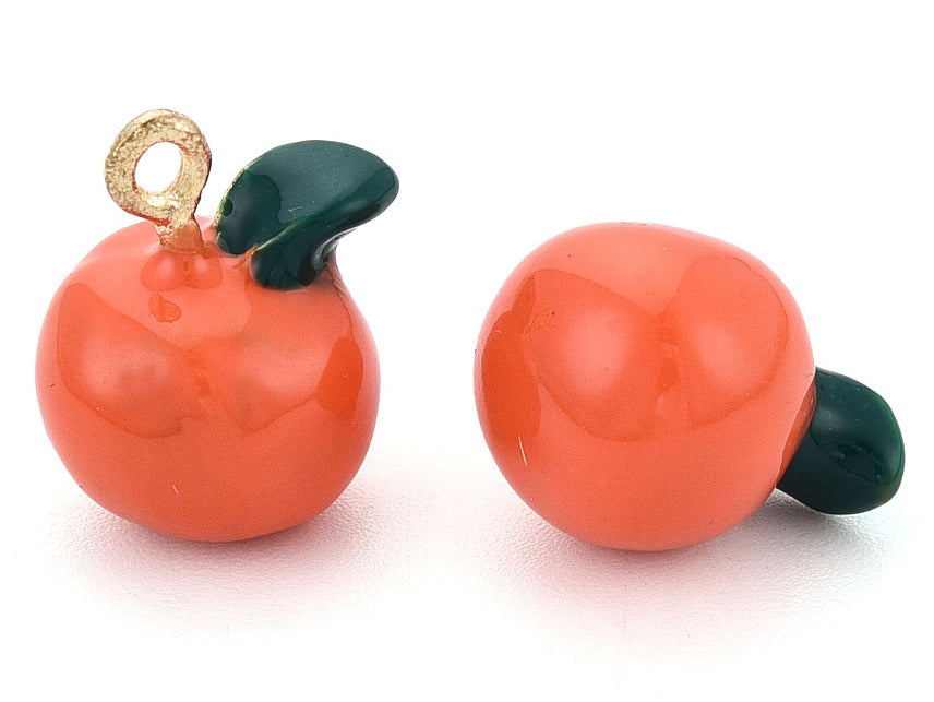 Achat Breloque orange émaillée - doré