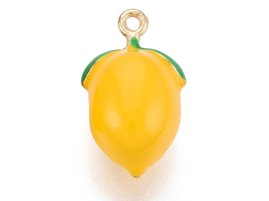 Achat Breloque citron jaune émaillée - doré