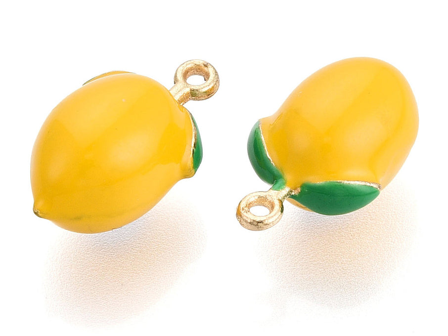 Achat Breloque citron jaune émaillée - doré