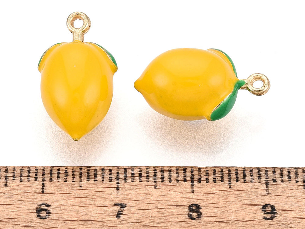 achat Breloque citron jaune émaillée - doré
