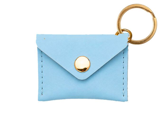 Achat Porte-clés Mini Enveloppe en cuir lisse - Bleu lupin