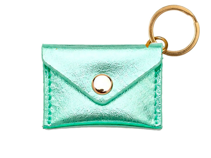 Achat Porte-clés Mini Enveloppe en cuir - Vert d'eau