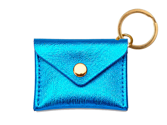 Achat Porte-clés Mini Enveloppe en cuir - Bleu acier