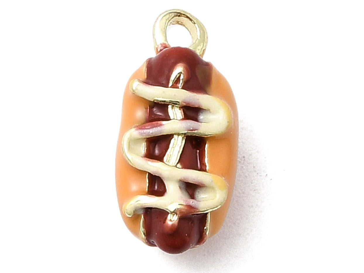 Achat Breloque hot dog émaillée - doré