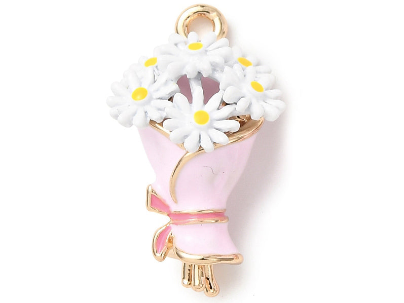 Achat Breloque bouquet de fleurs émaillée - doré