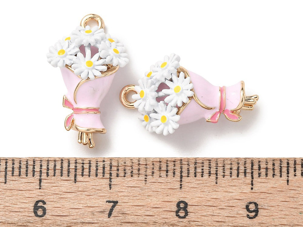 Achat Breloque bouquet de fleurs émaillée - doré