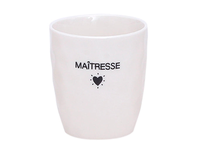 Achat Gobelet message coeur noir - Maîtresse - Opjet